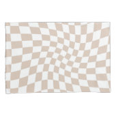 Retro Roos Zand Roze Stempel Afgevuurd Checkerboar Kussensloop (Voorkant-Rechts)