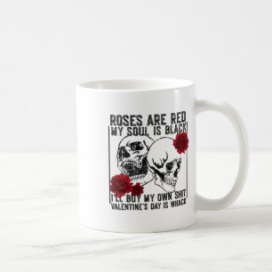 Retro Roos zijn rood Mijn ziel is zwart skelet Koffiemok