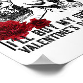 Retro Roos zijn rood Mijn ziel is zwart skelet Poster (Hoek)