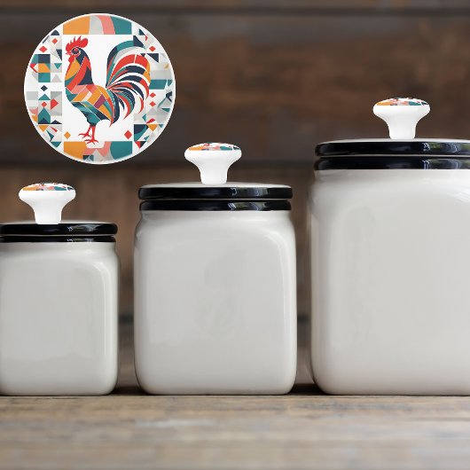 Retro Rooster Keramische Knop