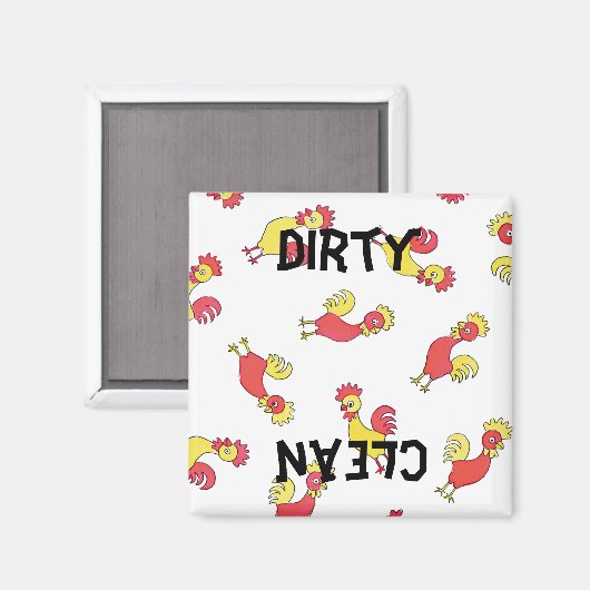 Retro Roosters Patroon Vaatwasser Magneet (Voorkant / Achterkant)