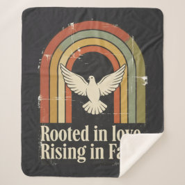 Retro rooted and rising faith design sherpa deken