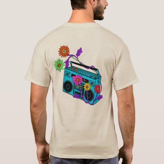 Retro Roots T-shirt met Transvaal Daisy Boombox (Achterkant)