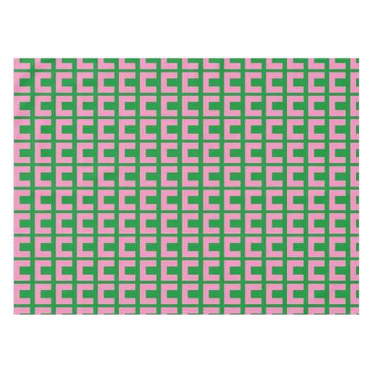 Retro rororoze groene geometrische gemiddelde mode tafelkleed (Voorkant (Horizontaal))