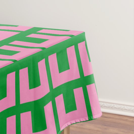 Retro rororoze groene geometrische gemiddelde mode tafelkleed (Voorbeeld)