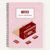 Retro rororoze rood, speciaal aangepast leesson Sa Notitieboek (Voorkant)