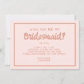 Retro roroze en rode handschrift Bridesmaid-voorst Kaart (Voorkant)