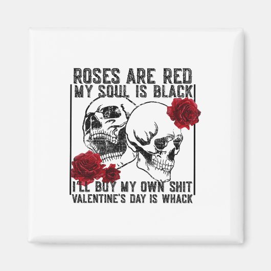 Retro Rose Are Red My Soul Is Black Skeleton Anti Magneet (Voorkant)