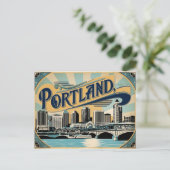 Retro Rose City Vintage Portland Charm Briefkaart (Staand voorkant)