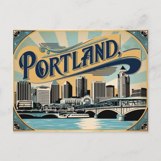 Retro Rose City Vintage Portland Charm Briefkaart (Voorkant)