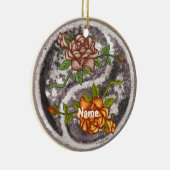 Retro Roses Yin Yang Keramisch Ornament (Rechts)