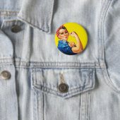 Retro Rosie de Riveter Feminist - We kunnen het do Ronde Button 5,7 Cm (In situ)