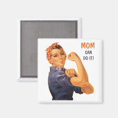 Retro Rosie de Riveter Mam kan het doen Magneet (Voorkant / Achterkant)