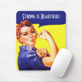 Retro Rosie de Riveter Strong is een mooie klinker Muismat (Met muis)