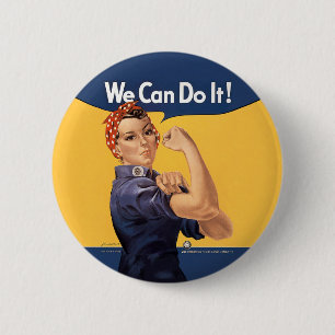 Retro Rosie kunnen wij het doen Ronde Button 5,7 Cm