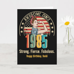 Retro Rosie Riveter Custom Verjaardag Kaart voor V