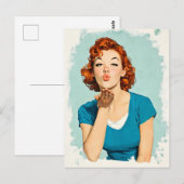 Retro Rosshaar Stuurt Zoete Kus Briefkaart (Voorkant / Achterkant)