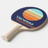 Retro rotatie  stijl strepen tafeltennisbatje (Voorkant Gekanteld)