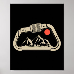 Retro Rotsklimmen Boulderen Berg Carabiner  Poster