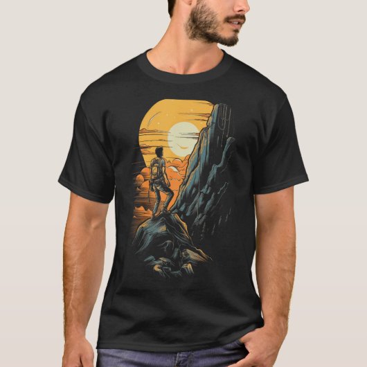 Retro rotsklimmen klimmer Graphic T - shirts f (Voorkant)