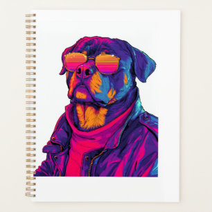 Retro Rottweiler � 80s Neon Vibe Hond Planner