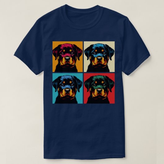 Retro Rottweiler Art Schattige Puppy T-shirt (Design voorkant)