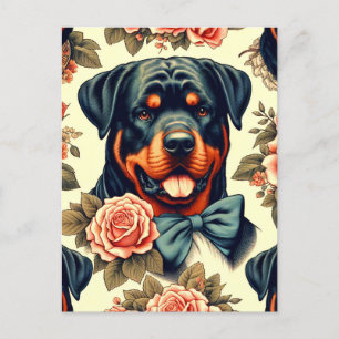 Retro Rottweiler Illustratie Briefkaart