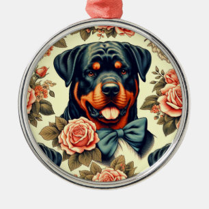 Retro Rottweiler Illustratie Metalen Ornament