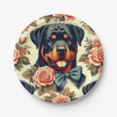 Retro Rottweiler Illustratie Papieren Bordje (Voorkant)