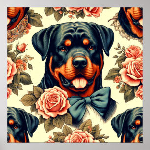 Retro Rottweiler Illustratie Poster