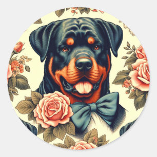 Retro Rottweiler Illustratie Ronde Sticker