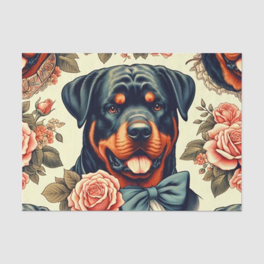 Retro Rottweiler Illustratie Tissuepapier (Voorkant)