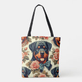 Retro Rottweiler Illustratie Tote Bag (Achterkant)