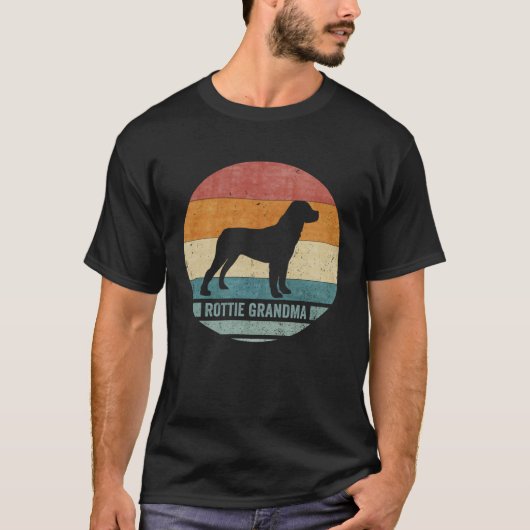 Retro Rottweiler Oma Rottie Silhouet T-shirt (Voorkant)