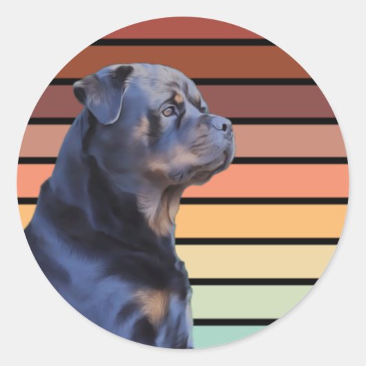 Retro Rottweiler Ronde Sticker (Voorkant)
