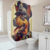 Retro Rottweiler Schilderen Douchegordijn (In situ)