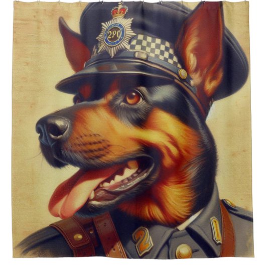 Retro Rottweiler Schilderen Douchegordijn (Voorkant)