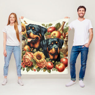 Retro Rottweiler Schilderen Fleece Deken