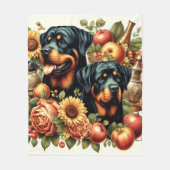 Retro Rottweiler Schilderen Fleece Deken (Voorkant)