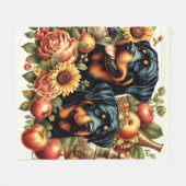 Retro Rottweiler Schilderen Fleece Deken (Voorkant (Horizontaal))