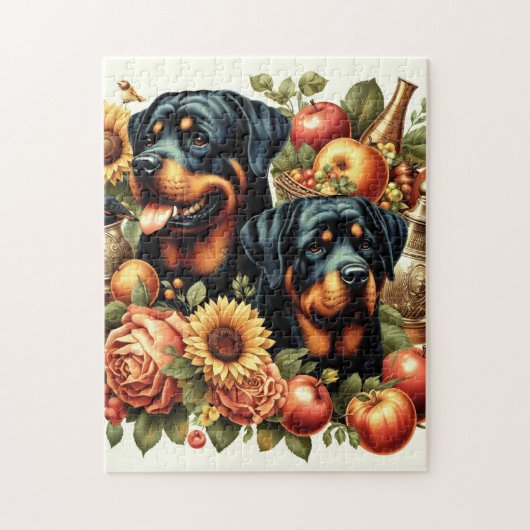 Retro Rottweiler Schilderen Legpuzzel (Verticaal)
