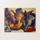 Retro Rottweiler Schilderen Legpuzzel (Horizontaal)
