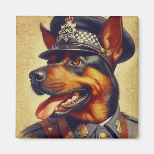 Retro Rottweiler Schilderen Magneet (Voorkant)