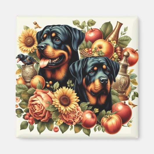 Retro Rottweiler Schilderen Magneet (Voorkant)