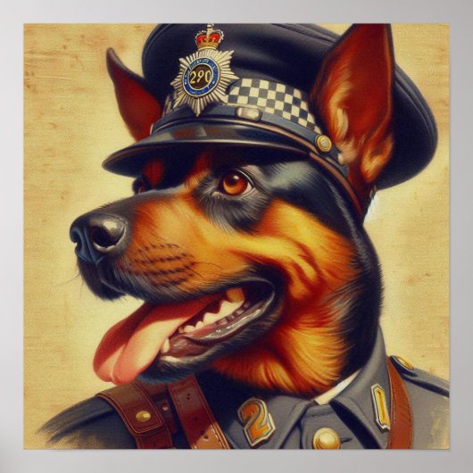 Retro Rottweiler Schilderen Poster (Voorkant)