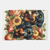 Retro Rottweiler Schilderen Theedoek (Horizontaal)