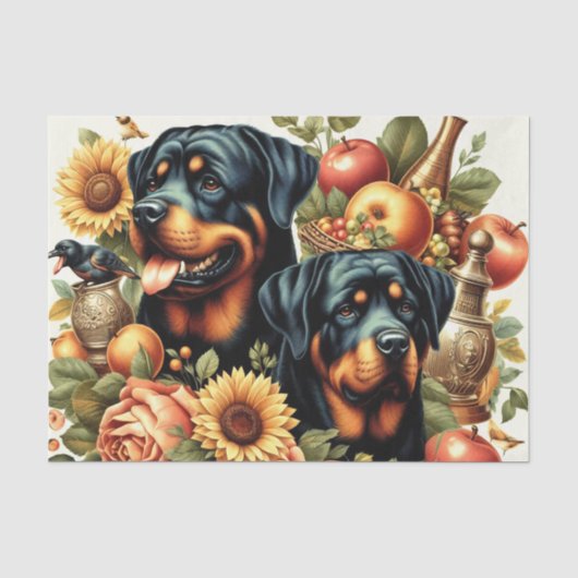 Retro Rottweiler Schilderen Tissuepapier (Voorkant)