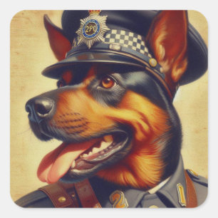 Retro Rottweiler Schilderen Vierkante Sticker