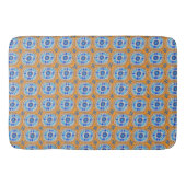 Retro Round Tegels Mexico Daisy Pattern Blue Oranj Badmat (Voorkant)
