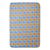 Retro Round Tegels Mexico Daisy Pattern Blue Oranj Badmat (Voorkant Verticaal)